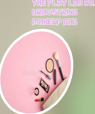 Makeup bag flat lay